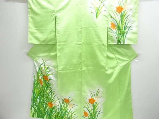 JAPANESE KIMONO / UNUSED HOMONGI / FLORAL PLANTS